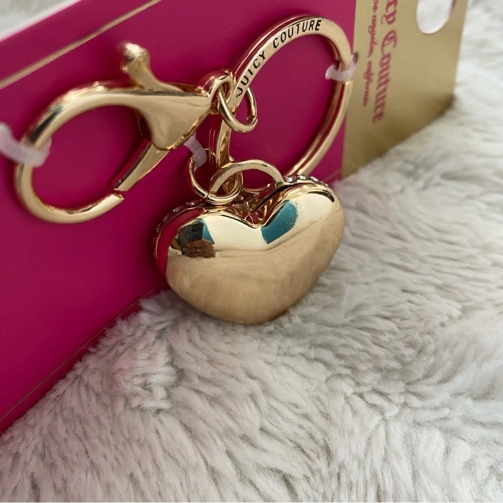 Juicy Couture Gold Pave Heart Purse Charm Keychain